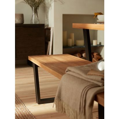 John Lewis Calia 3-Seater Dining Bench, Solid Oak Oak | H45 x W147 x D42cm