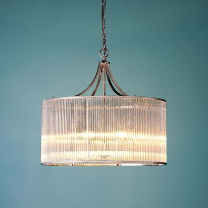 Artemis Chandelier in nickel with glass rods and frosted glass baffle
