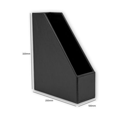 Osco Faux Leather Magazine Holder Black | H31.8 x W10 x D25.5cm