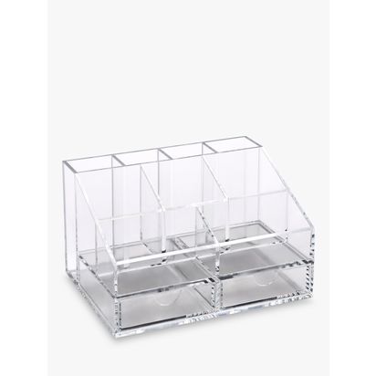 Osco Acrylic 2 Drawer Desk Organiser, Clear Clear | H9.9 x W16.5 x D12.1cm
