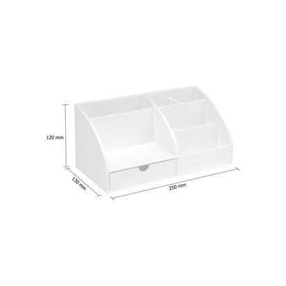 Osco Plastic Desk Organiser, White White | H12 x W25 x D13cm