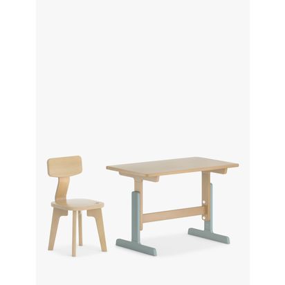 Boori Tidy Learning Kids' Table & Chair Set Blueberry/Almond | Table: H48.5-65, W80 x D48cm, Chairs: H54 x W31 x D27cm