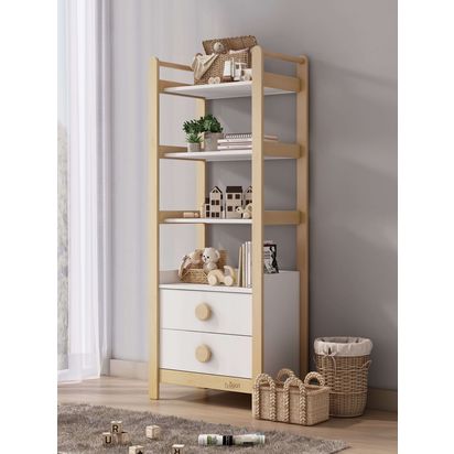 Boori Tidy Storage Bookcase White/Almond | H179 x W72 x D43cm