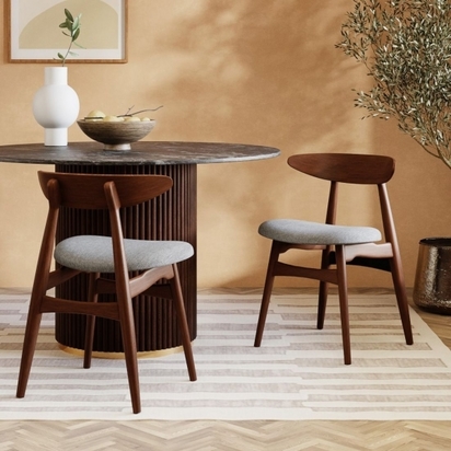 Malmros Wooden Dining Chair, Light Grey & Walnut