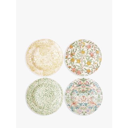 Morris & Co. Earthenware Side Plate, Set of 4, 23cm, Multi Multi | H1.6 x Dia.23cm