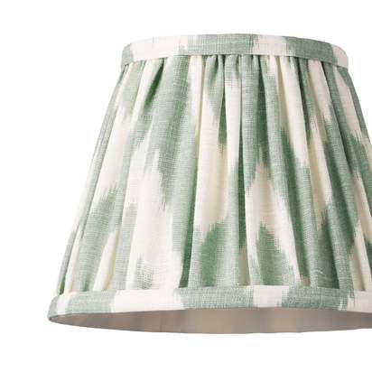 18cm Straight Empire Pendant shade in Printed Linen Ikat Shade in Eau de Nil Zig Zag