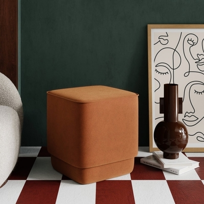 Soho Pouffe, Burnt Orange Velvet