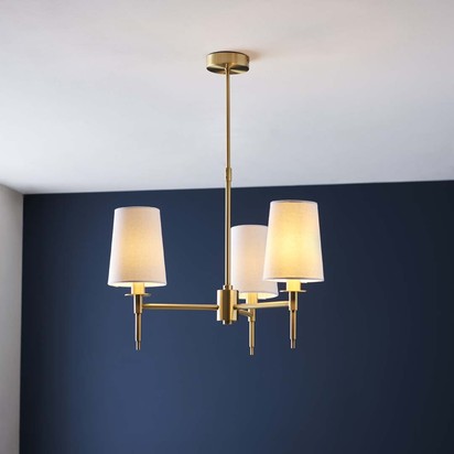 Obasi 3-Light Satin Brass Shaded Chandelier Ceiling Light