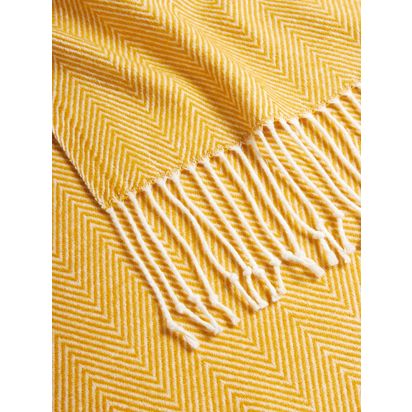 John Lewis Herringbone Throw Mustard | 150 x 200cm