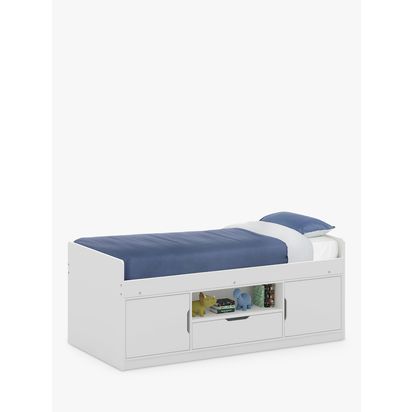 Julian Bowen Atom Low Sleeper Bed Frame, Single, White White | H80 x W98 x L196cm