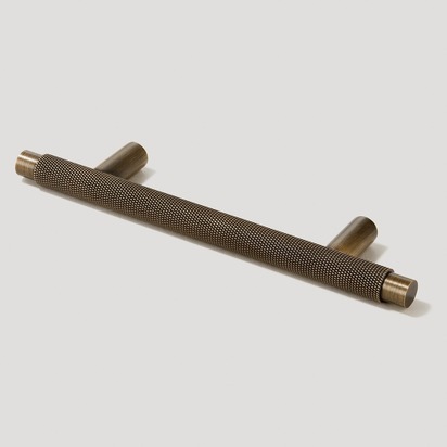 KEPLER Knurled T-Bar Handle - Antique Brass - 280mm (220mm CC) / Handle Only