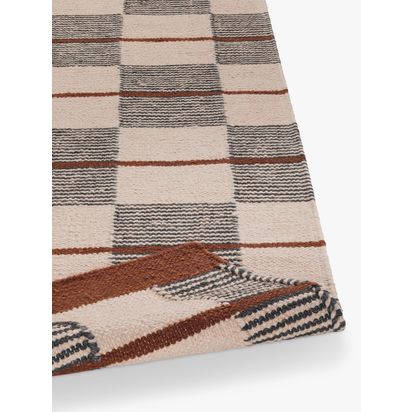 John Lewis Betula Checkerboard Flatweave Rug, Orange/Multi Orange/Multi | H1.00cm * W180.00cm * D120.00cm