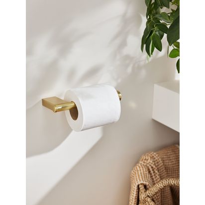 John Lewis Opus Bar Toilet Roll Holder Brass | H2 x W16.7 x D8.1cm