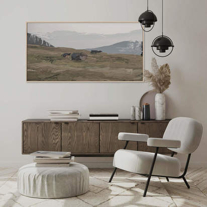Highlands Forest Landscape Framed Canvas 120 x 70 cm Natural