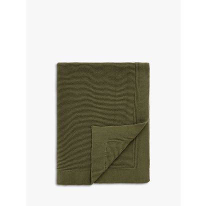 John Lewis Rye Plain Knit Throw Avocado | L200 x W150cm