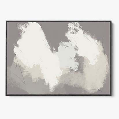 Neutral Notes No4 Framed Canvas 70 x 100 cm White