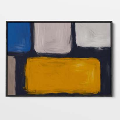 Mind The Block Framed Canvas 90 x 120 cm Natural