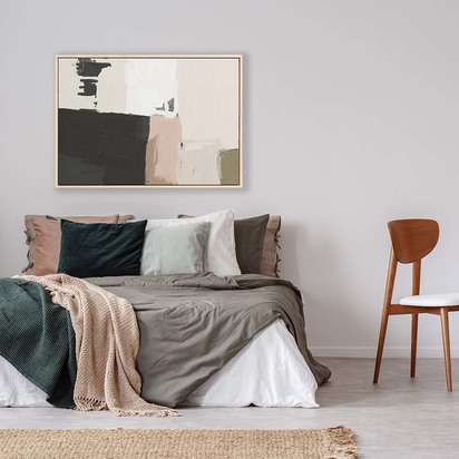 Abstract Beige Framed Canvas 90 x 120 cm Natural