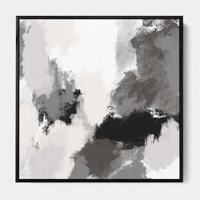 Abstract Grey Rush Framed Canvas 70 x 70 cm White