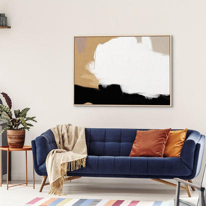 Neutral Cloud Framed Canvas 90 x 150 cm Natural