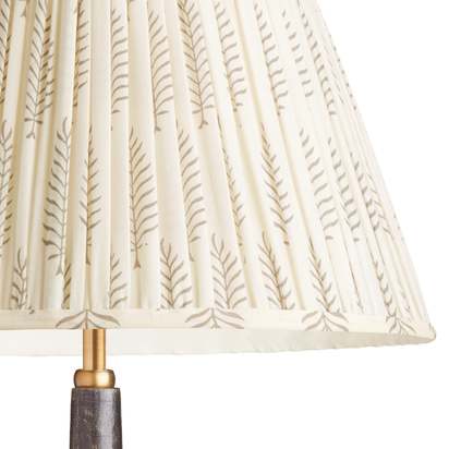 16cm empire gathered lampshade in grey ferns block printed cotton