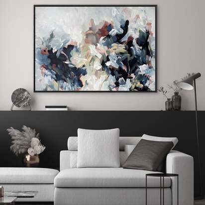 Abstract 449 Framed Canvas 90 x 120 cm Black