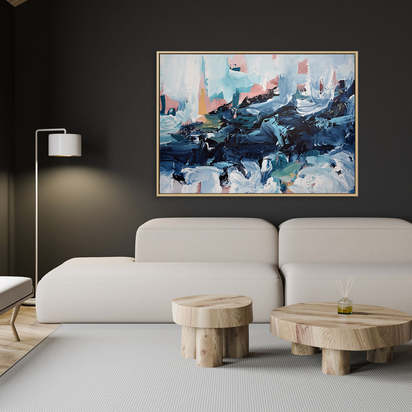 Abstract 442 Framed Canvas 70 x 100 cm Natural