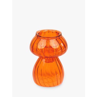 Talking Tables Glass Mushroom Candle Holder Orange | H11.5 x Dia.8cm