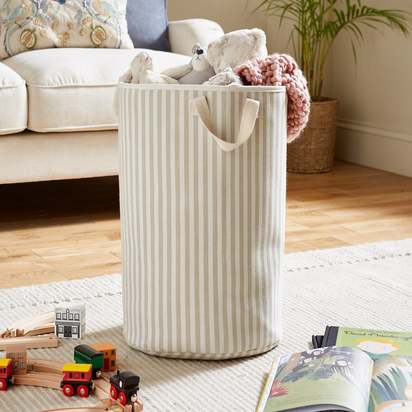Kids Fabric Stripe Toy Storage Bag