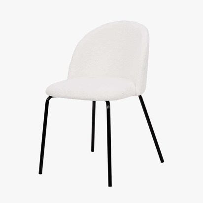 Turi BouclÃ© Fabric and Black Metal Dining Chair