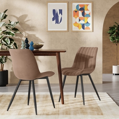 Taylor Dining Chair, Taupe Sustainable Velvet & Black