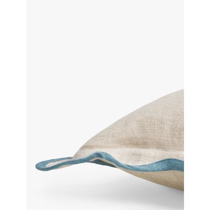 John Lewis Scalloped Linen Cushion Blue | H45 x W45cm