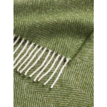 John Lewis Herringbone Shetland Lambswool Throw Moss | W140 x D185cm