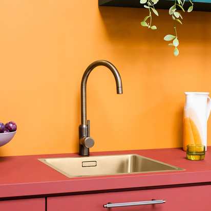 PORTMAN Smooth Kitchen Mixer Tap - Antique Brass - Default Title