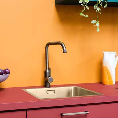ARMSTRONG Grooved Kitchen Mixer Tap - Antique Brass - Default Title