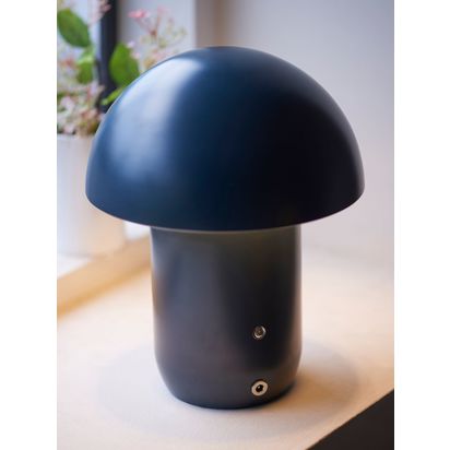 John Lewis Mushroom Rechargeable Portable Dimmable Table Lamp Navy | H25.50 x W20 x D20cm