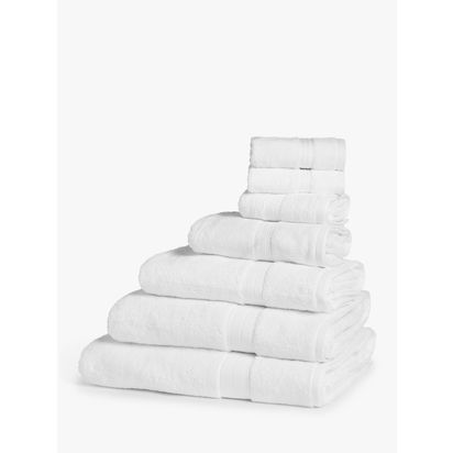 John Lewis Ultimate Hotel Cotton Towels White | H5.95 x W30 x D30cm
