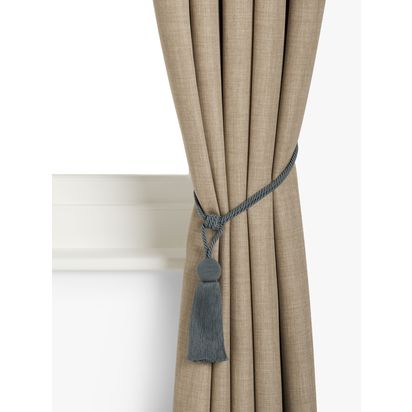 John Lewis Tassel Rope Orb Tieback, Pack of 2 Mid Grey | L66 x W4cm