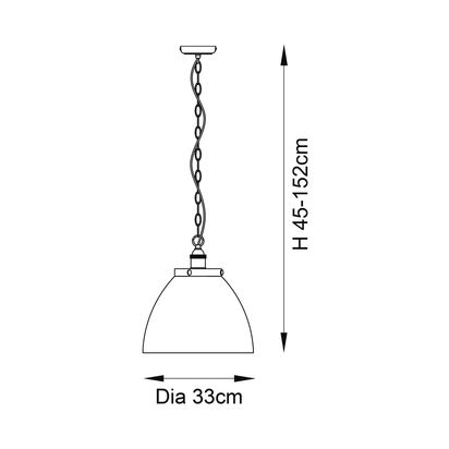 Bay Lighting Carter Grand Single Pendant Ceiling Light, Brass Brass | H3.2 x Dia.33cm