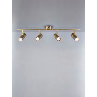 John Lewis Obi 4 Spotlight Ceiling Bar Matte Nickle/Gold | H21 x W10 x D80cm