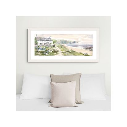 John Lewis Richard Macneil 'Sea View Cottage' Framed Print & Mount, 52 x 107cm, Green/Multi Green/Multi | H52 x W107 x D2.7cm