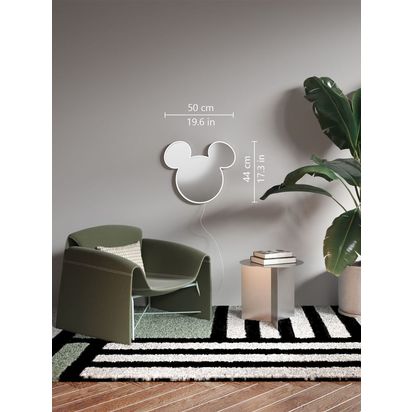 Yellowpop Mickey Mirror LED Neon Sign, White White | H50 x W44 x D1.8cm