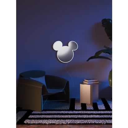 Yellowpop Mickey Mirror LED Neon Sign, White White | H50 x W44 x D1.8cm
