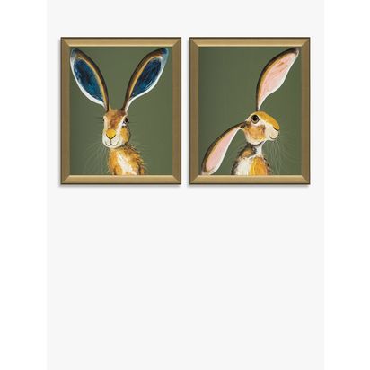 John Lewis Quinn Russell 'Marley & Maisie' Framed Print, Set of 2, 55 x 45cm, Green Green | H55 x W45 x D2cm