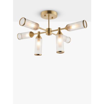 Bay Lighting Aydan 6 Arm Semi Flush Ceiling Light, Gold Gold | H34.4 x W65.5 x D65.5cm