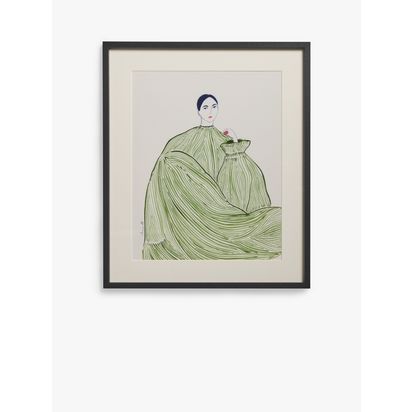 John Lewis La Poire 'Green Dress' Framed Print & Mount, 62 x 52cm, Green Green | H62 x W52 x D2cm