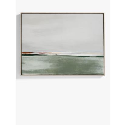John Lewis 'Misty Fields' Abstract Framed Canvas, 75 x 100cm, Green/Multi Green/Multi | H75 x W100 x D4.5cm