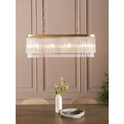 John Lewis Lexton Over Diner Ceiling Light, Matte Antique Brass Matte Antique Brass | H140 x W22.8 x D80cm