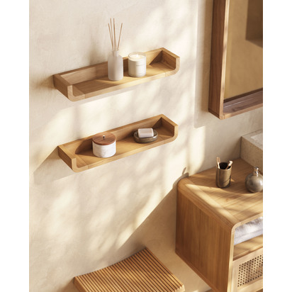 Shamel set of 2 solid teak shelves 50 x 5 cm