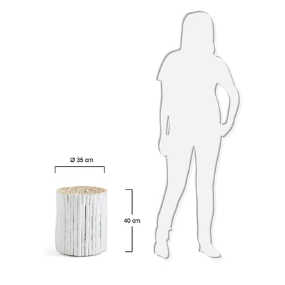 Filip solid teak with white finish side table, Ã˜ 35 cm